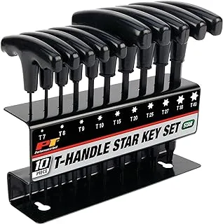 PERFORMANCE TOOL W80276 Star T-Handle Hex Key Set, 10-Piece , Black