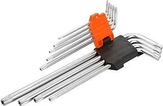 Wokin Torx T10-T15-T20-T25-T27-T30-T40-T45-T50 Crv Steel 207909 Allen Key (برتقالي / فضي ، مجموعة من 9 قطع)