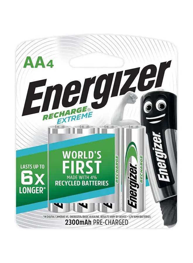 Energizer Energizer Rechargeable Extreme AA Batteries Pack of 4 silver/green