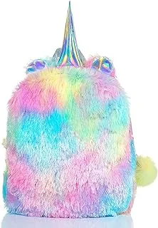 Mumoo Bear Fluffy Unicorn Backpack, Mumoo Bear Cute Plush Unicorn Backpack,Fluffy Mini Unicorn Backpack Bags For Girls Kids Travel Plush Rainbow Schoolbag, Toy - multi