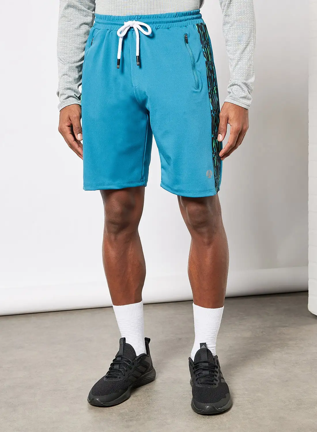 Athletiq Logo Drawstring  Mid Rise Shorts Scuba Blue