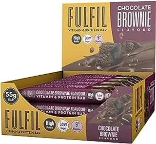 FULFIL Vitamin and Protein Bar (15 x 55g Bars) — Chocolate Brownie Flavour — 20g High Protein, 9 Vitamins, Low Sugar