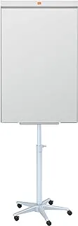 Nobo Barracuda Mobile Easel Whiteboard Flipchart With Magnetic And Height-Adjustable, 1000 X 700 mm, White, 1902386