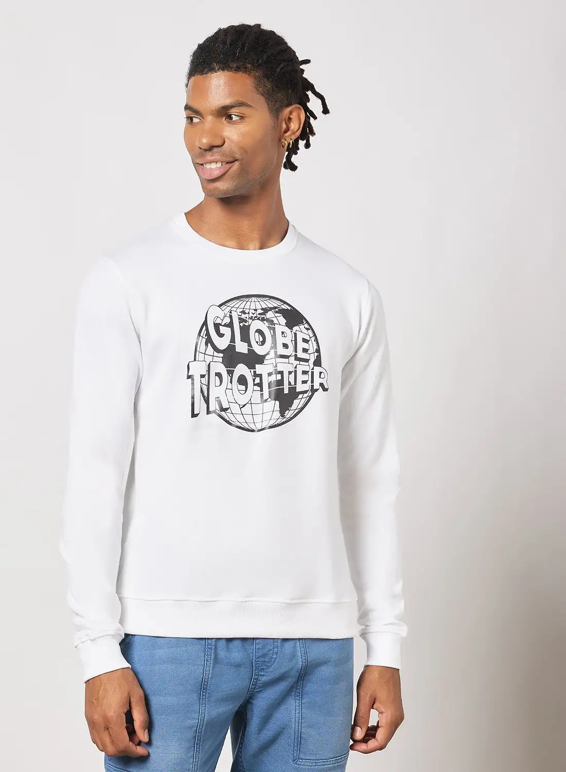 QUWA Casual Printed Sweatshirt White