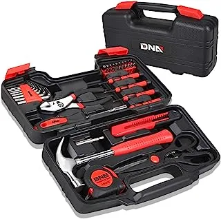 DNA MOTORING Red 39 Pcs Portable Tool Kit Household Hand Toolbox General Repair Screwdriver Pliers Hammer Hex (Tools-00006)