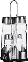 Cuisine Art Salt And Pepper Shakers With Oil And Vinegar Bottles Set 4 Pieces Clear, Q-CSC-4