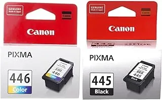 خرطوشة حبر كانون Pg-445 Pixma Fine ، سوداء وخرطوشة حبر ملونة Canon Cl-446 C / M / Y