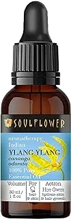 Soulflower Ylang Essential Oil - 100% Pure, Vegan And Natural Undiluted For Healthy Hair & Skin, Aromatherapy, Ecocert Cosmos Organic Certified, 1 Fl Oz, Bonus Glass Dropper