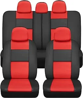 BDK Croc Skin Faux Leather Car Seat Covers, Full Set Red – Front and Back Split Bench Airbag Compatible, Interior Covers for Cars Trucks Vans SUVs