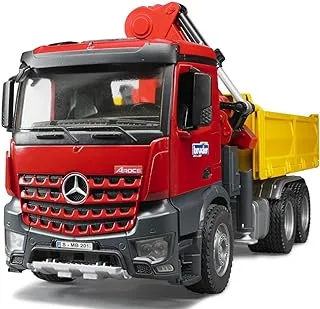 Bruder Mb Arocs Construction Truck With Crane & 2 Pallets, Multi-Colour, 3651