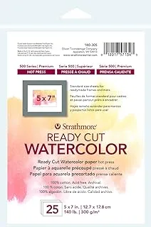 Strathmore 140-305 500 Series Ready Cut Watercolor Paper, 140 lb. Hot Press, 5