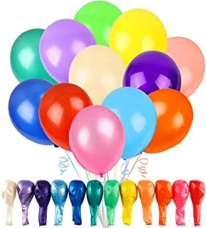 FengSheng 100 Balloons Assorted Color 12 Inches Rainbow Party Latex Balloons, Latex Balloons for Party Decoration, Birthday Party Supplies or Arch Decoration