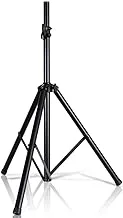 Pyle Universal Speaker Stand Mount Holder Heavy Duty Tripod w/Adjustable Height from 40” to 71” and 35mm Compatible Insert Easy Mobility Safety Pin and Knob Tension Locking for Stability, Black