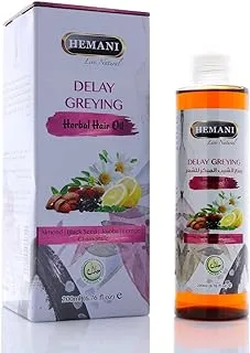 Hemani Delay Greying Hair Oil - Natural Greying Oil for Protect hair from Dandruff & Hair Fall Helps Nourish Hair healthy coconut oil almonds