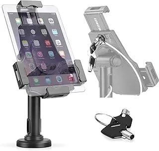 Pyle PSPADLK8 Anti-Theft Tablet Security Stand Kiosk - Table Mount Desktop Tablet Case Holder with Lock, Adjustable Clamp Arm, Internal Cable Routing, for iPad, Kindle, Samsung, Android Tablets