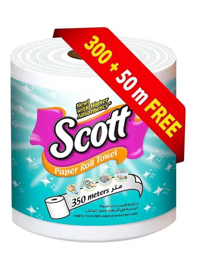 Scott Paper Roll Towel, 400 Sheets, 350 + 50 Meters White 350meter