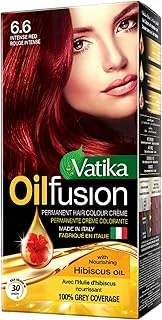 Vatika Naturals 6.6 Intense Red Oil Fusion Coloring Kit With Nourishing Hibiscus Oil | Permanent Hair Dye With Hibiscus, Pomegranat, Garlic | 100% Grey Coverage For Beautiful Hair - 108 ml