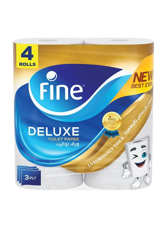 Fine Highly Absorbent, Sterilized, Soft And Strong, Flushable Toilet Paper, 3 Ply Pack Of 4 White