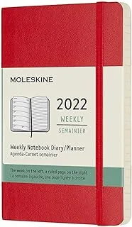 Moleskine Classic 12 شهرًا 2022 مخطط أسبوعي ، غطاء ناعم ، جيب (3.5 × 5.5) ، أحمر قرمزي