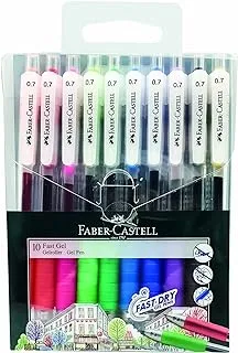 Faber-Castell Fast Gel 0.7mm Wallet مكونة من 10 قطع متنوعة ، مثالية لليسار.