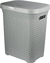 Esqube Laundry Basket with Lid, Grey, 50L Capacity