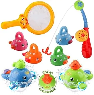 Mumoo Bear Baby Bath Toys, Mold Free Fishing Toys Set With Wind Up Bath Toys For Fishing Game For Babies 14 Months+ At Bathtub, Pool, 8 Shower Toys Set