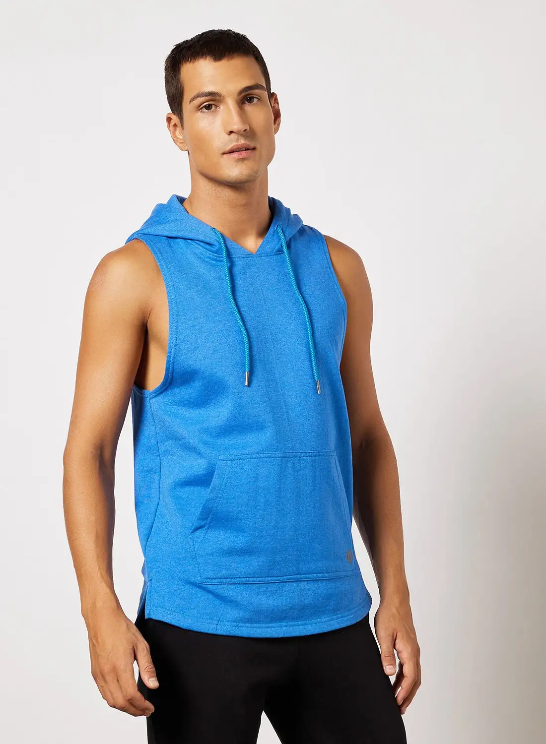 Athletiq Logo Sports Sleeveless Hoodie Blue