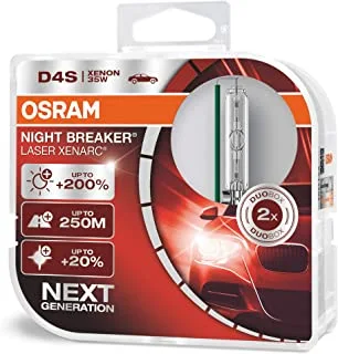 OSRAM XENARC® NIGHT BREAKER® LASER, D4S, xenon headlight lamps, +200% more brightness, HID xenon bulb, discharge lamp, 66440XNL-HCB, Duo Box (2 lamps)