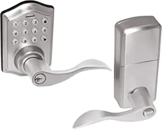 Honeywell Safes & Door Locks 8734301 Electronic Entry Lever Door Lock, Satin Nickel, 6.5 X 8.8 X 9 Inches