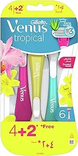 Venus Gillette Tropical Disposable Razor, 4+2 Count