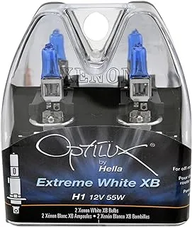 HELLA H71071242 Optilux XB Series H1 Xenon White Halogen Bulbs, 12V, 55W, 2 Pack