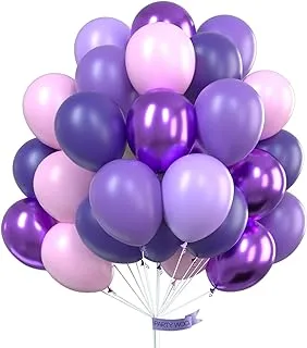 PartyWoo Purple Balloons, 70 Pcs 12 Inch Pastel Purple Balloons, Lilac Balloons, Violet Balloons, Purple Metallic Balloons for Purple Party Decorations, Purple Birthday Decorations, Purple Baby Shower