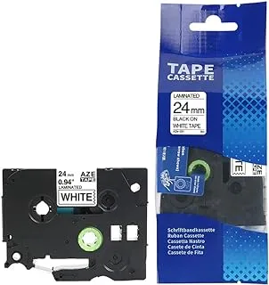 SKY 24 mm x 8 meter Compatible TZe Label Tape Cartridge for P-Touch Label Printers (Black on White)