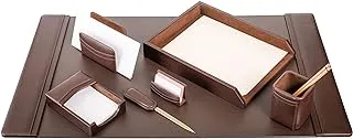 Dacasso Classic Leather Desk Set, 7pcs, Chocolate Brown