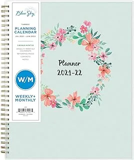 Blue Sky 2021-2022 Academic Year Weekly & Monthly Planner, 21.6 cm X 27.9 cm, Frosted Flexible Cover, Wirebound, Laurel (131947)