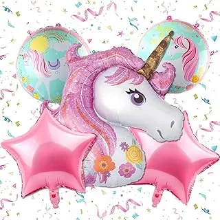 Mumoobear 5 In 1 Partigos Unicorn Theme Balloons 18 Inch Star Round Balloon Birthday Party Decor Kids Rainbow Balloons Unicorn Party Supplies