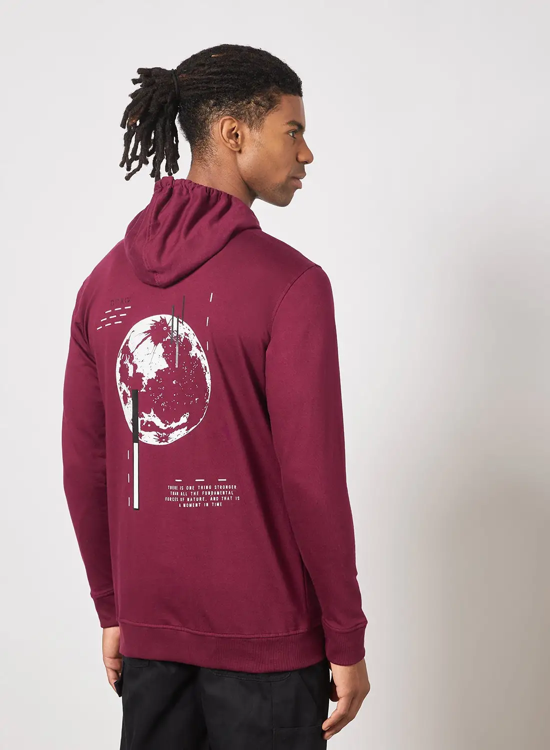 QUWA Casual Printed Sweatshirt Maroon