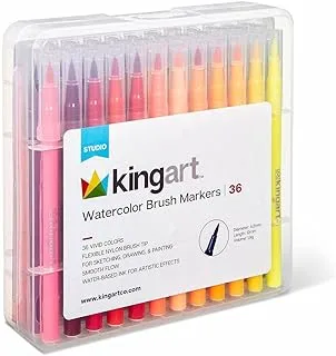 KINGART Watercolor Brush Markers, 36 Piece, Multicolor, 410-36