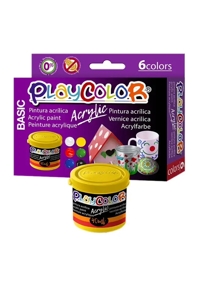 Playcolor أكريليك أساسي ، 40 مل ، 6 قطع 15.5 × 10.5 × 4.5 سم