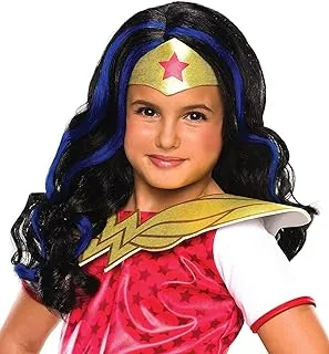 Rubie'S Costume Girls Dc Super Hero Wonder Woman Wig Black/Blue, Standard