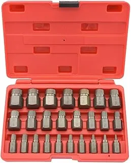 NEIKO 04204A Hex-Head Multispline Screw and Bolt Extractor Set, Easy-Out Extraction, Broken Remover, Stripped Fastener Tool, 1/8 Inch to 7/8 in 1/32-Inch Increments, CrMo, 25 Pieces