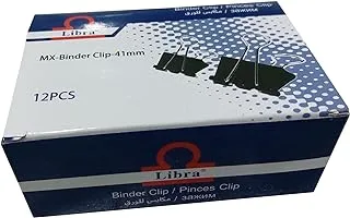 Libra Binder Clip 12 Pieces Set, 41 mm Size