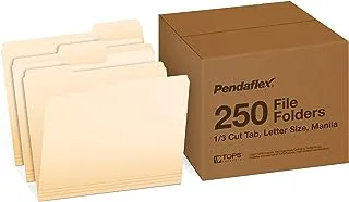 Pendaflex File Folders, Letter Size, 1/3 Cut, Manila, 250 per Box (752250)