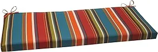 Pillow Perfect Stripe Indoor/Outdoor Sofa Setee Bench Swing Cushion with Ties, Weather, and Fade Resistant, 18