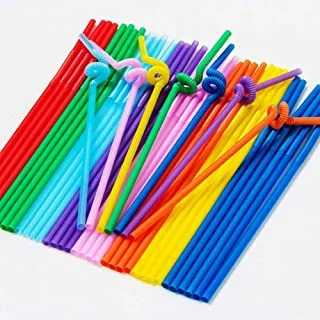 Fancy Plastic Straw 6mm Drinking Straws Colorful, Flexible Bendy Party Fancy Straws, Colorful Flexible Drinking Straws, Disposable Straws, Extra Long Flexible Party Fancy Straws. - Pack Of 500 Pieces.