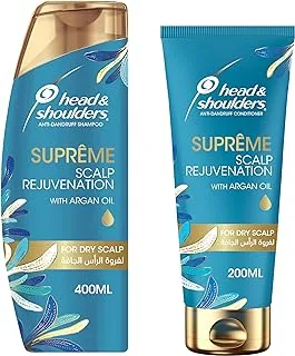 Head & Shoulders Supreme Anti-Dandruff Shampoo With Argan Oil For Dry Scalp Rejuvenation, 400ml + Conditioner 200ml