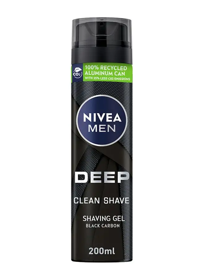 Nivea MEN DEEP Clean Shave Shaving Gel, Antibacterial Black Carbon 200ml