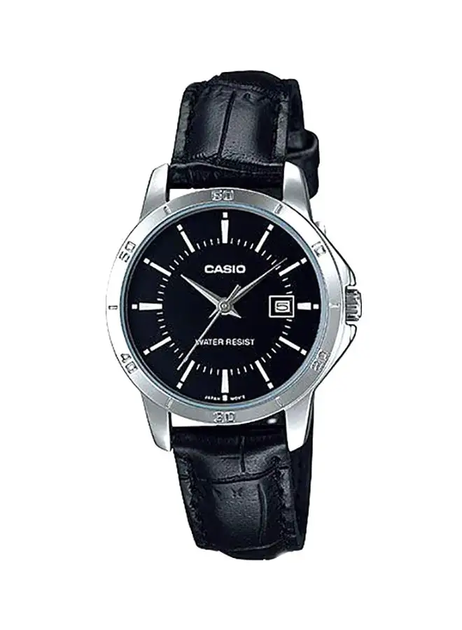 CASIO Women's Leather Analog Wrist Watch LTP-V004L-1AUDF - 35 mm - Black