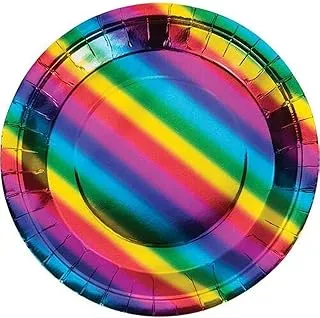 Rainbow Foil Dinner Plates 8.75In 8Ct