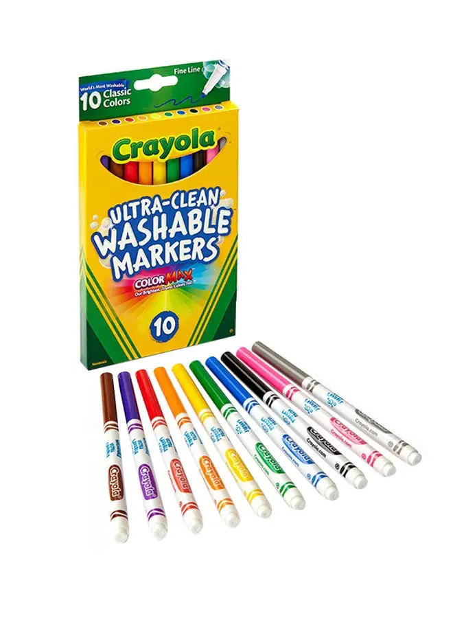 Crayola Ultra-Clean Classic Colors Markers, 10 count 18.9x10.64x1.27cm 